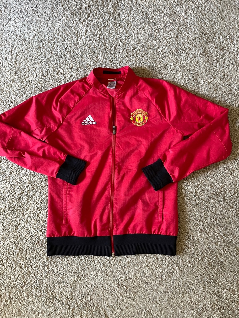 Adidas Manchester United Warmup Zip Jacket Red M